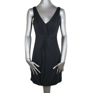 Tibi NWT Black Dress Ruched Front Solid Sleeveless LBD Extra Small XS